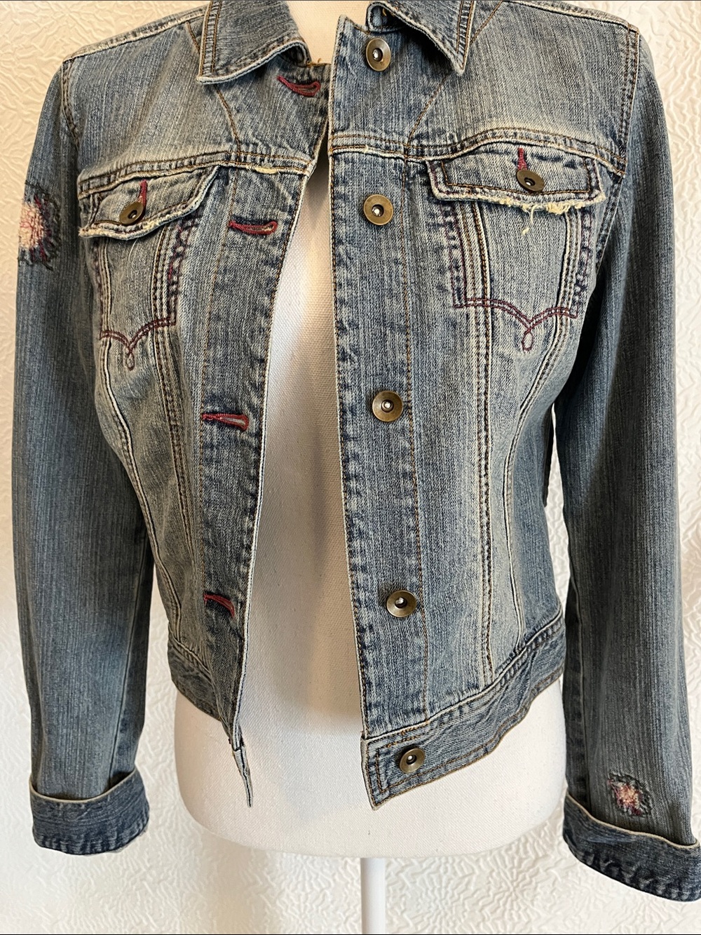 Lilu Light Blue Distressed Denim Jean Jacket